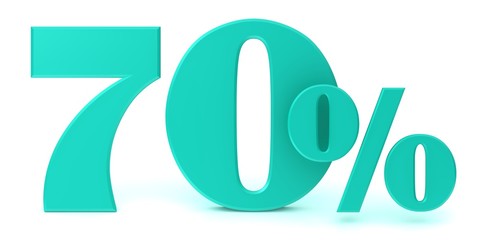 percent sign 70 % sale discount price off percentage symbol interest rate icon 3d turquoise render graphic