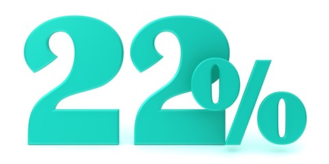 percent percentage sign 22 % rate 3d turquoise