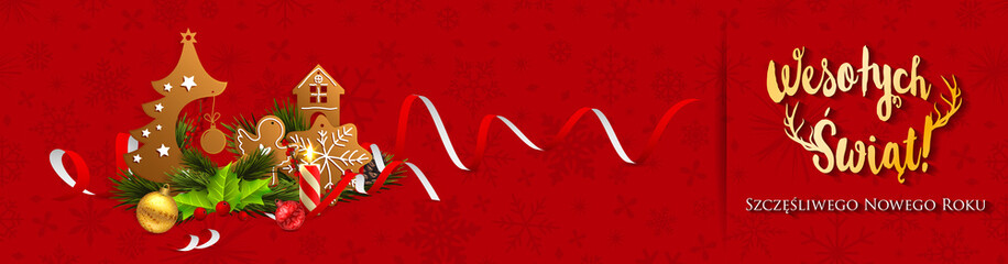 Polish Christmas and Happy New Year greeting card