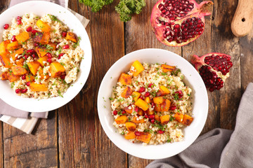 quinoa salad with pumpkin and pomegranate