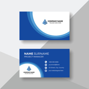 Professional blue and white business card template