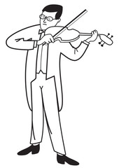 Contour of violinist