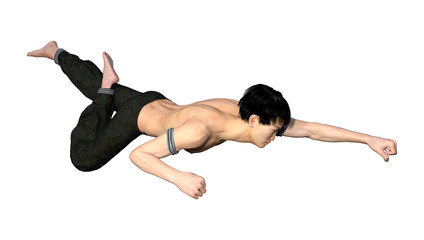 Obraz premium 3D Rendering Fighting Monk on White