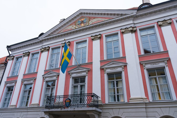Obraz premium Swedish Embassy building on Pikk street in Tallinn Old town
