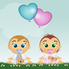 funny illustration of babies