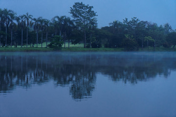 An early morning  view of the River in Resort at Chaingmai .
