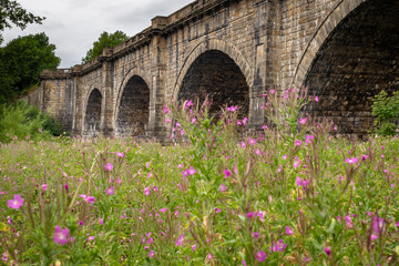 Lune Aqueduct - built in 1797 to carry the Lancaster Canal over the River Lune, UK. The artificial...