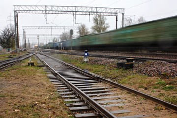 Fototapeta na wymiar moving train- railway infrastructure