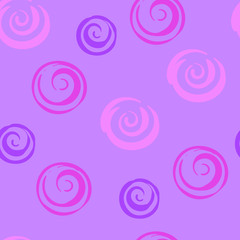 Seamless retro pattern with spiral elements purple color