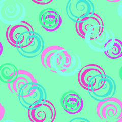 Seamless retro pattern with colorful spiral elements