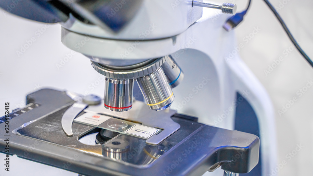 Poster digital microscope in laboratory