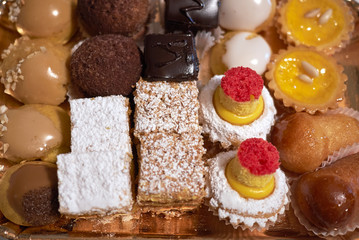 Assorted patisserie on a tray