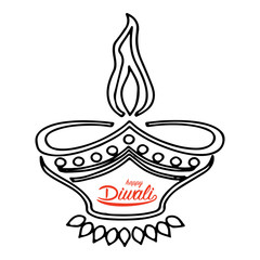 Painted candle for Diwali holiday, object for design on white background,