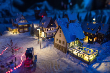 miniature Europe village in winter