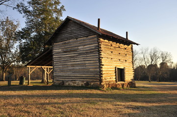 historic old shed at sunset