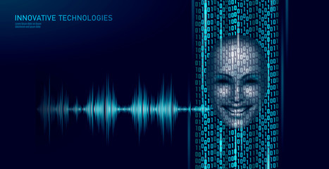 Virtual assistant voice recognition service technology business concept. AI artificial intelligence robot help work support. Chatbot futuristic binary code computer program vector illustration