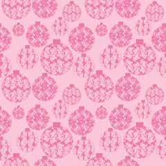 Christmas tree toy with floral and abstract drawing seamless pattern