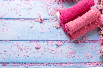 Set of pink  bath towels