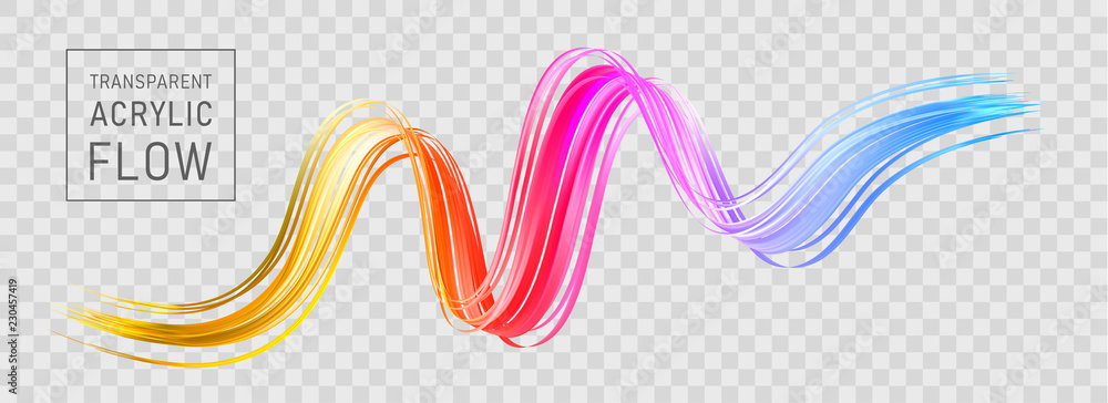 Poster colorful flow poster transparent brush stroke wave