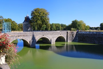 Chateau de Sully-sur-Loire, france, bridge, river, water, architecture, Loire Valley, stone, landmark, history, historic,