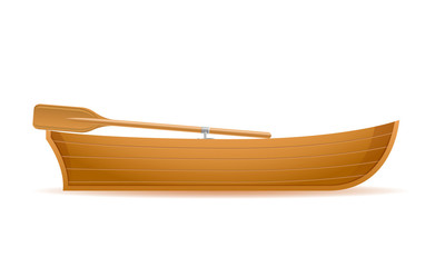 Fototapeta premium wooden boat side view vector illustration