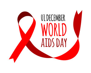 World Aids Day. Vector illustration with red ribbon