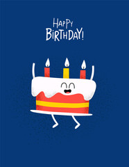 Funny Happy birthday card cake with candles