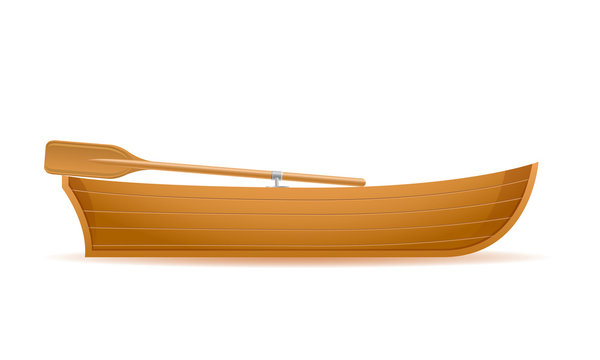 wooden boat side view vector illustration