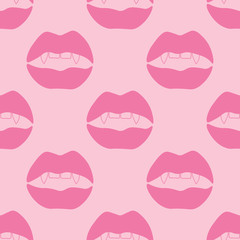 Obraz premium seamless abstract pattern with mouth, female lips, vampire teeth