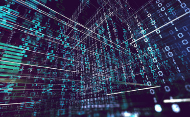 Fondo abstracto de tecnología e informática.Ciencia y datos en la nube.Codigo binario y programacion.Redes y big data