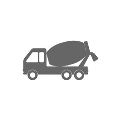 Concrete mixing truck icon. Vector illustration, flat design.