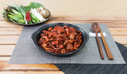 jukkumi bokkeum is korea traditional webfoot octopus with vegetable stir fry