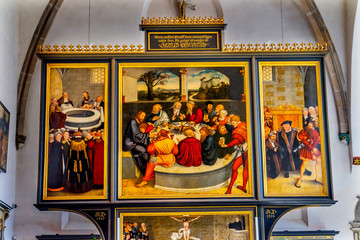 Last Supper Altarpiece Mary's City Church Wittenberg Germany - obrazy, fototapety, plakaty