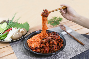 Cutting board for cooking with egg and vegetable. wooden cutting board on wooden backdrop. 