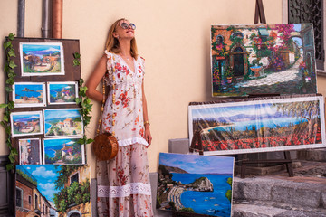 happy girl in Sicily