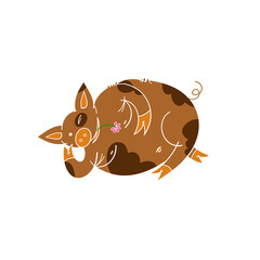 Yellow earth the pig is a symbol of the 2019 new year.