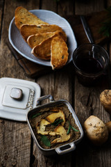 Chicken liver and mushroom pate. rustic style