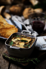 Chicken liver and mushroom pate. rustic style