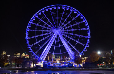 A ferris wheel is shown in the Old Port of Montreal