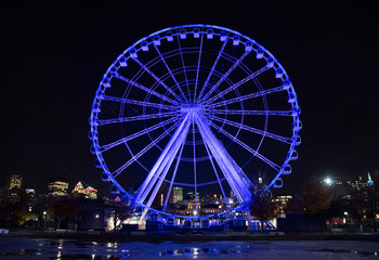 A ferris wheel is shown in the Old Port of Montreal