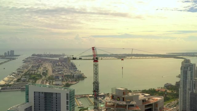 Construction site Downtown Miami cranes