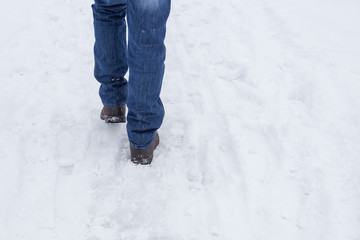 man goes on the first snow