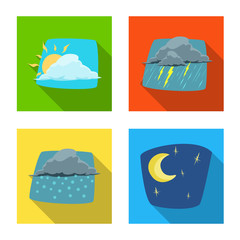 Vector design of weather and climate icon. Collection of weather and cloud stock vector illustration.