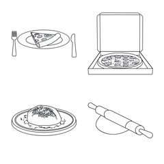Vector design of pizza and food icon. Set of pizza and italy stock symbol for web.