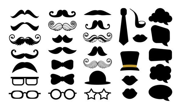Moustache mustache vector hipster icon set
