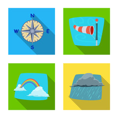Vector illustration of weather and climate sign. Collection of weather and cloud vector icon for stock.
