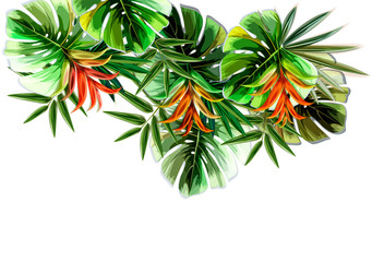 Fototapeta premium Tropical plants with Tropical flowers 