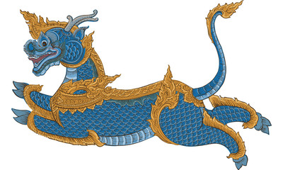 Obraz premium animal in Thai tradition painting,Thai tattoo, vector