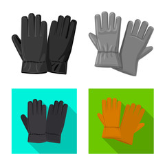 Isolated object of glove and winter icon. Set of glove and equipment stock symbol for web.