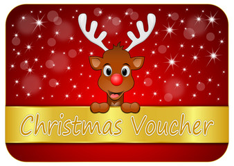 Christmas voucher with Reindeer - illustration